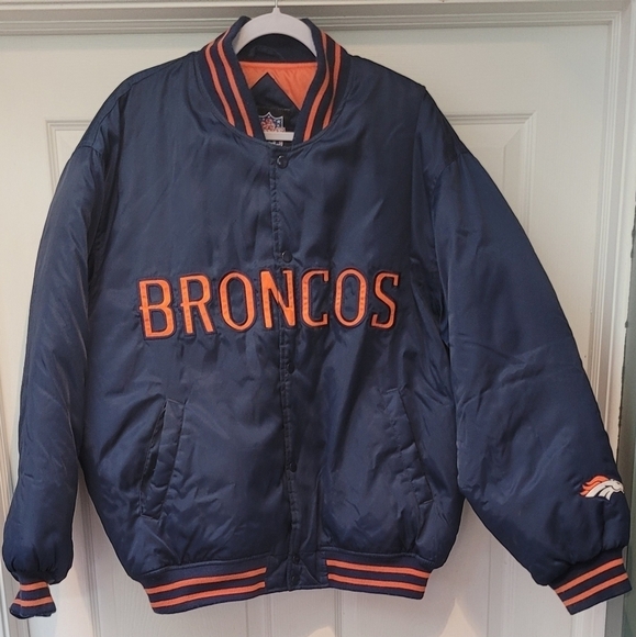 Game Day Other - Vintage Denver Broncos Game Day NFL Varsity Bomber Jacket Large Quilted Satin
